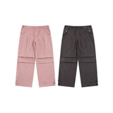 Cargo Pants Retro Solid Color Pleated Overalls Loose