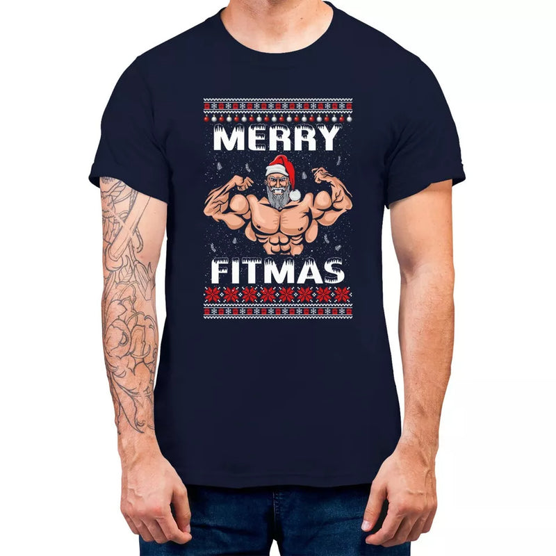 Merry Fitmas Christmas Gym Sport T-shirt For Funny Christmas
