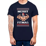 Merry Fitmas Christmas Gym Sport T-shirt For Funny Christmas