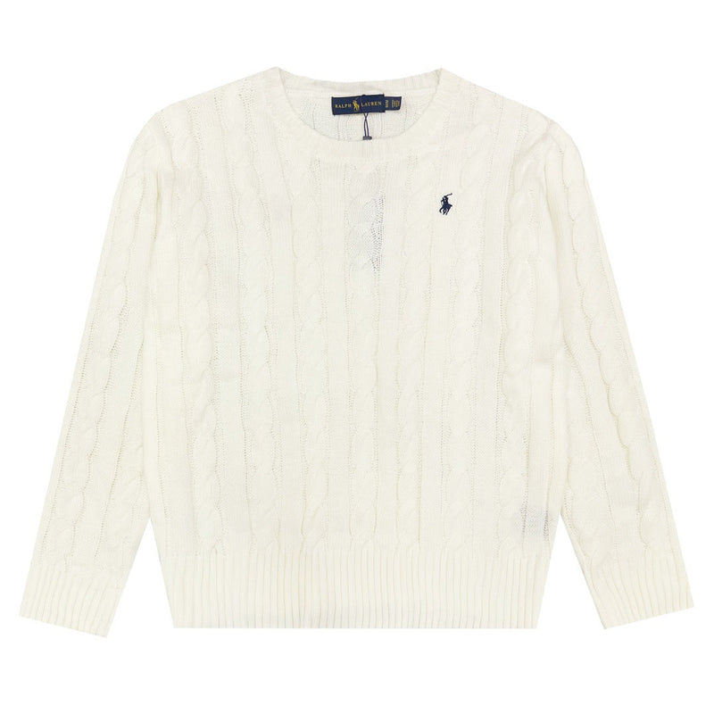 Ralph Lauren Knitted sweaters cotton thread ruff pony embroidery twist crew neck