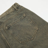 Men Jeans Vintage Letter Print Loose Distressed Burrs