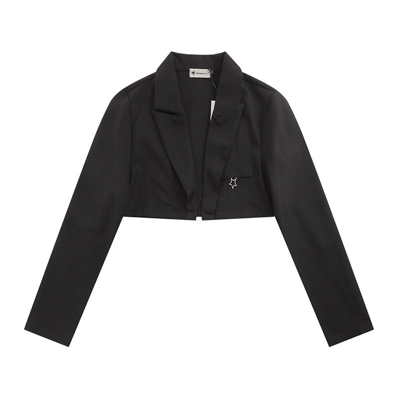 Women Jackets Midriff Outfit Lapel Suit Jacket Versatile Slimming