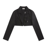 Women Jackets Midriff Outfit Lapel Suit Jacket Versatile Slimming