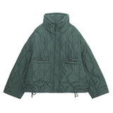 Women Cotton Coat Stand Collar Baggy Casual Jacket