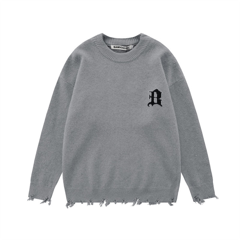 Men Sweater Handmade Ripped Sweater