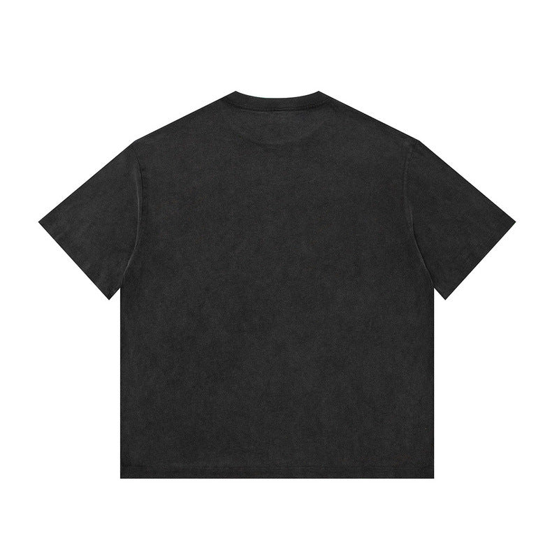 Men's T-Shirt Vintage Cotton round Neck Loose