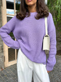 Women Work Business Casual Sweats Knitted Loose Solid Color Sweater