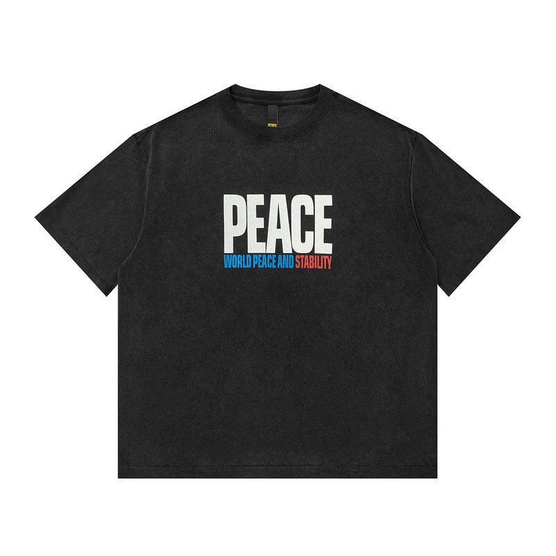 Men T-Shirt Heavy Retro Distressed All-Matching