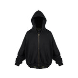 MIJKO Mens Jacket Fake Two-piece Shirt Splicing Heavy Jacket