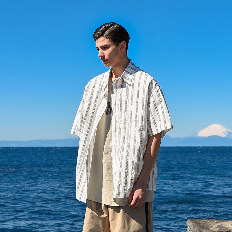 Unisex Shirt Cityboy Vintage Stripe Loose Thin