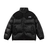 Unisex Coat Versatile Cotton Coat Thick PU Leather