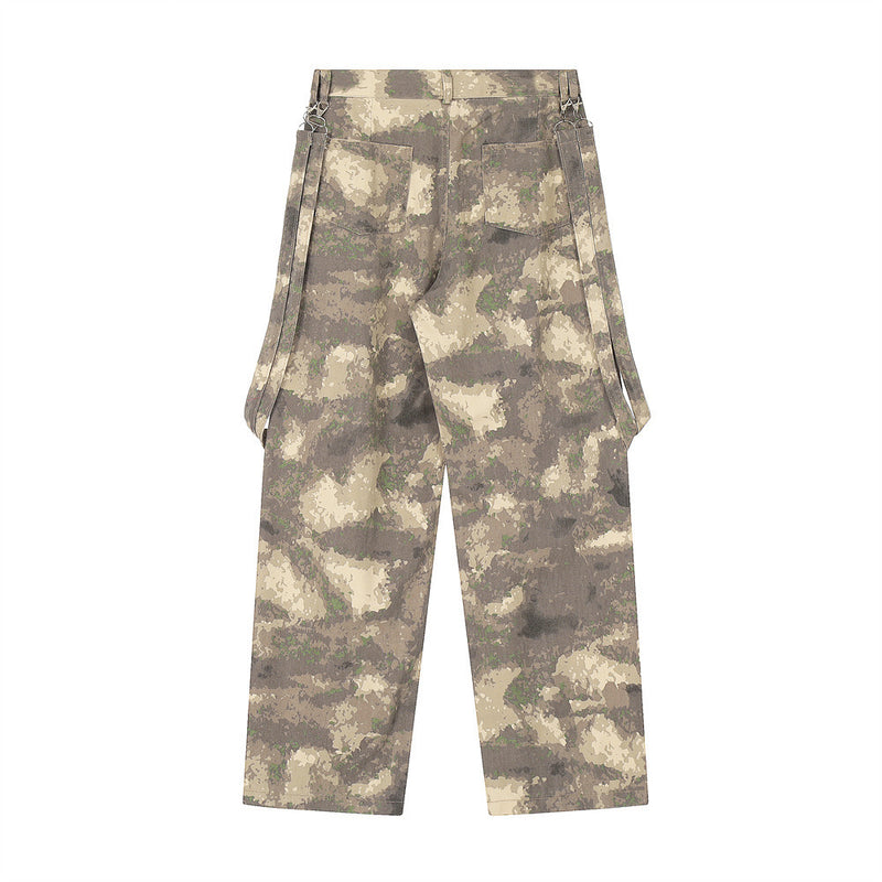 Men Jeans Camouflage Workwear Bandage Decoration