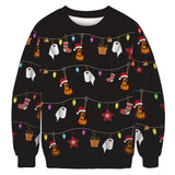 Black Christmas Sweater round Neck Sweater Casual Loose Couple Autumn and Winter