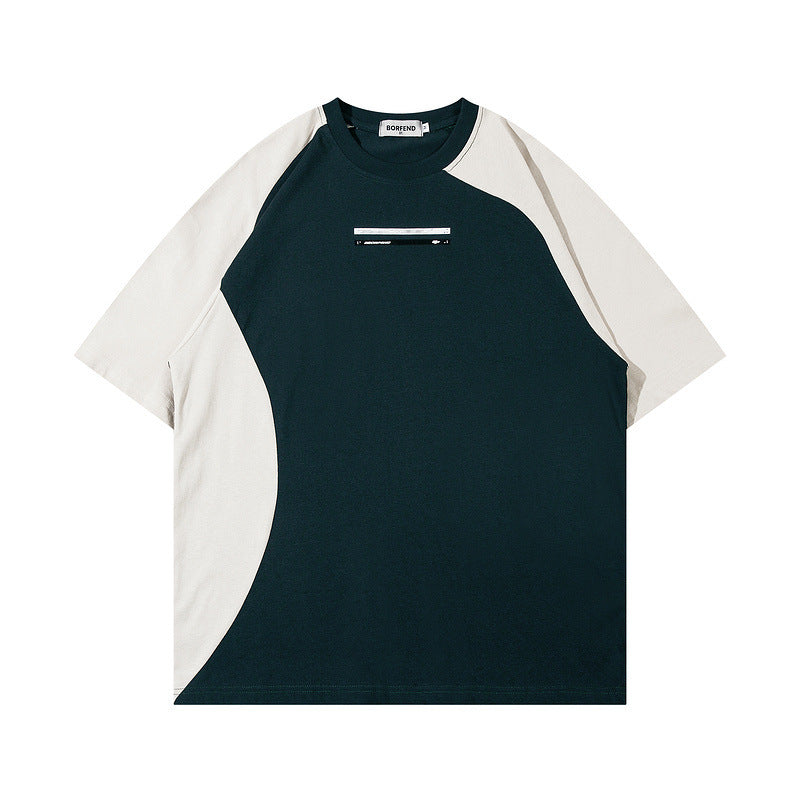 Men T-Shirt College Style Retro Oversize Loose Sports