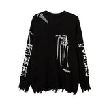 Women Sweater Portrait Knitted Sweater Loose Hole Sweater