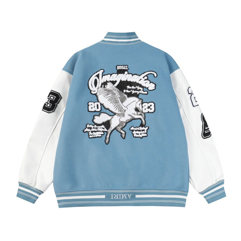 Amiri Jacket Spring and Autumn AMI Pattern Baseball Jacket Jacket Men's and Women's