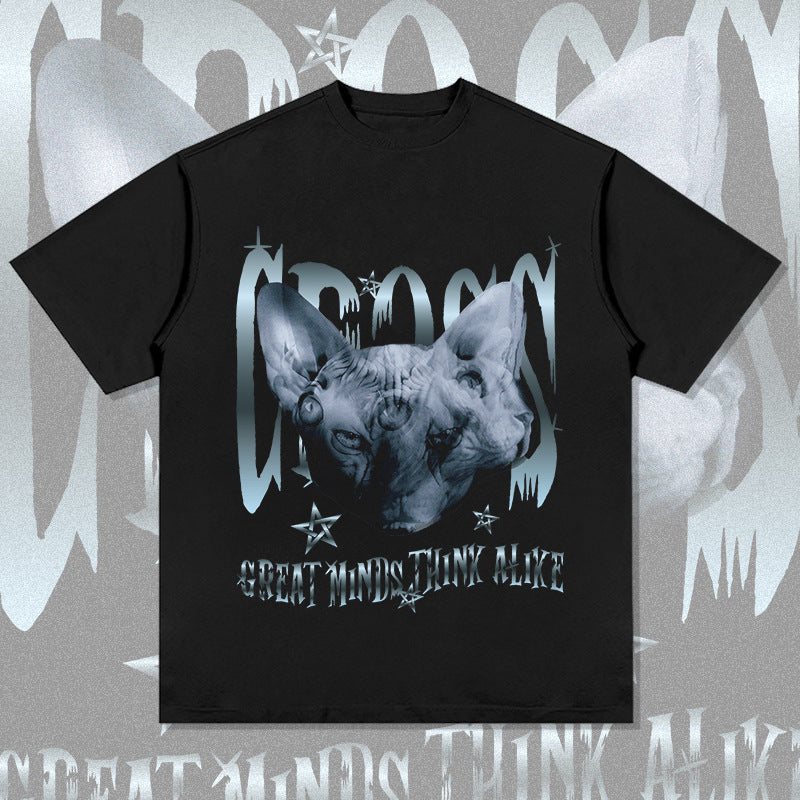 Unisex T Shirt Vintage Large Size Loose Men and Women