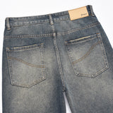 Men Jeans Pleated Scratch Worn Casual Loose