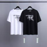 Ow T Shirts Irregular Lines Arrow Print Men and Women