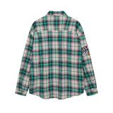 Men Long Sleeved T Shirt Plaid Long Sleeve Shirt Men's Spring and Autumn Loose Shirt Letter Embroidery Casual