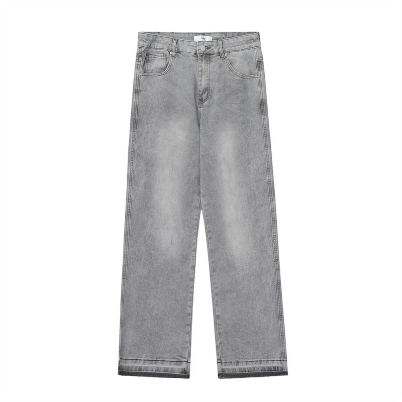 Men Jeans Vintage Washed Loose Burrs Leisure