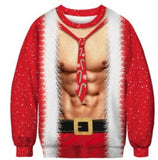 Black Christmas Sweater Christmas round Neck Sweater Casual Funny Santa Claus