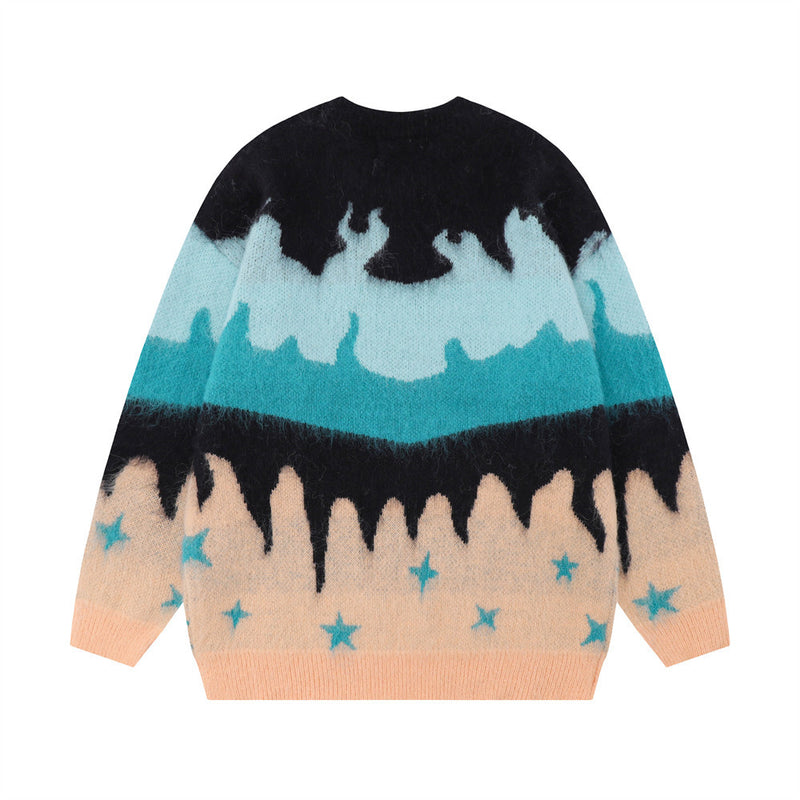 Men Sweater Color Matching Casual Personalized Sweater