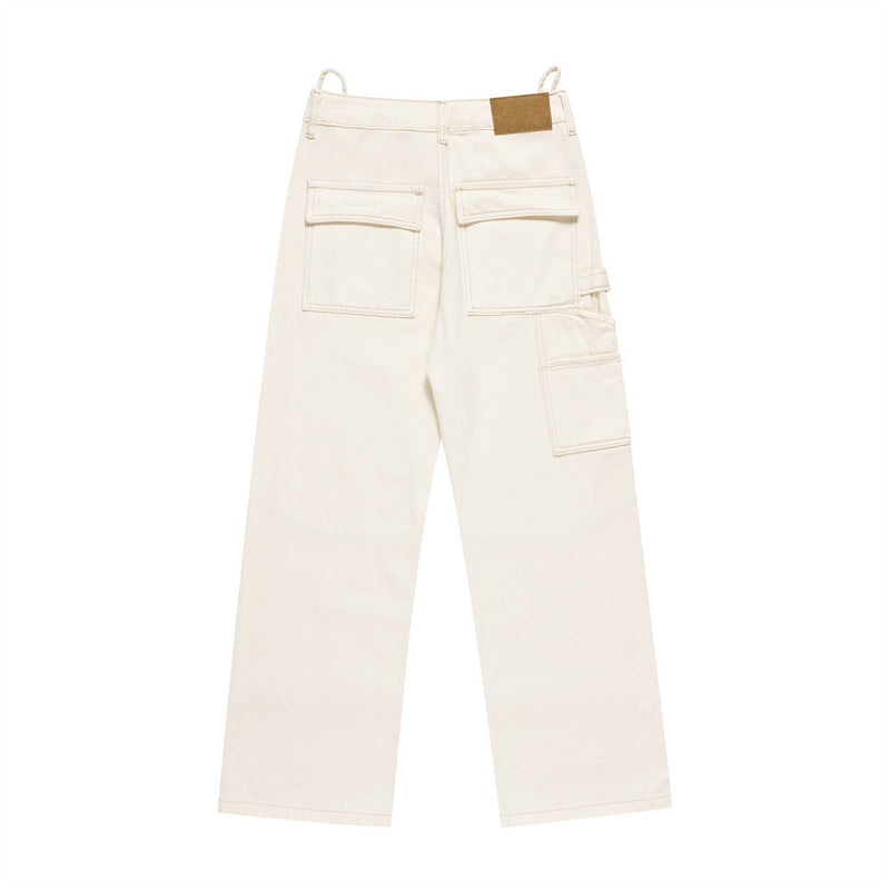 Men Jeans Multi-Pocket Solid Color Loose Hip Hop