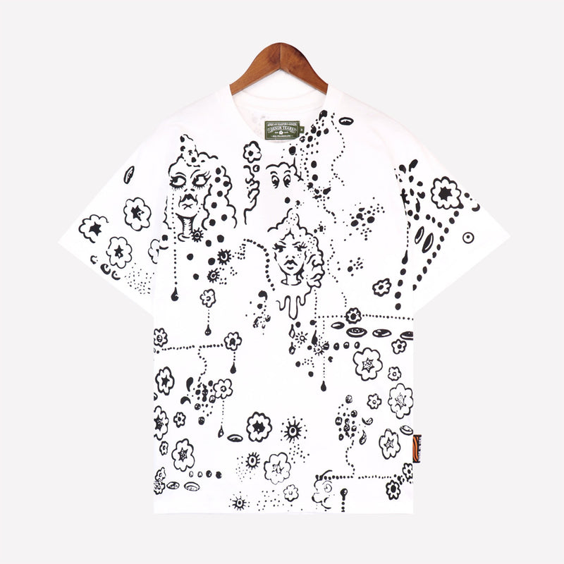 Denim Tears T Shirts D.T Kapok Full Printed Graffiti Printing Short Sleeve T-shirt