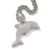 Jewelry Dolphin Pendant Necklace ins Cartoon 5A Zircon Animal Spectrum