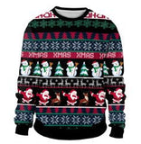 Black Christmas Sweater Christmas round Neck Sweater Casual Funny Santa Claus