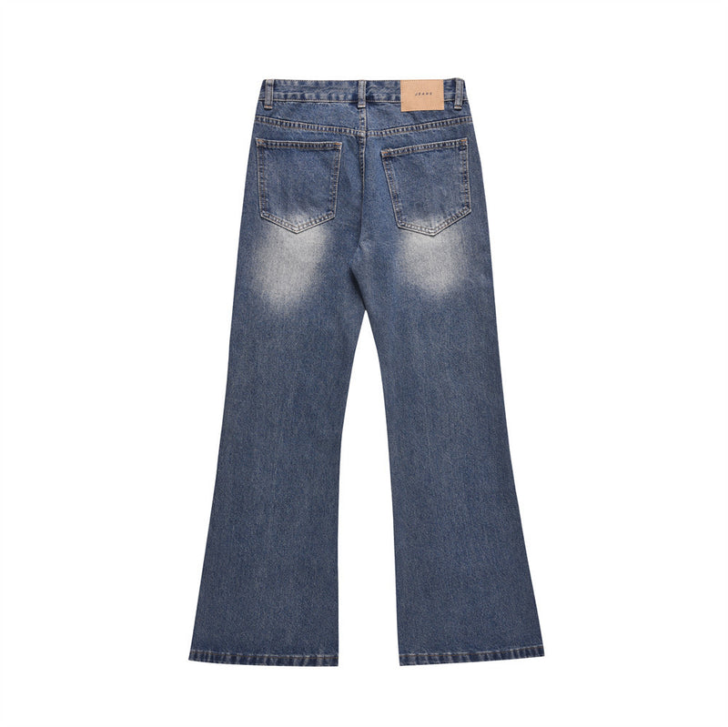 Men Jeans Flared Pants Color Matching Personality Loose