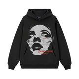 Vintage Hoodie Craves Freedom Solid Color Printed Hooded Sweater Crew Neck