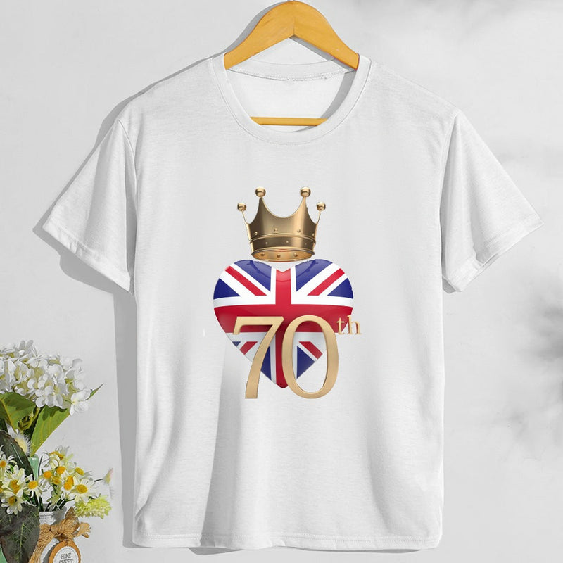 Inspired by Queen's Platinum Jubilee 2022 Elizabeth 70 Years T-shirt T-shirt Short Sleeve Loose