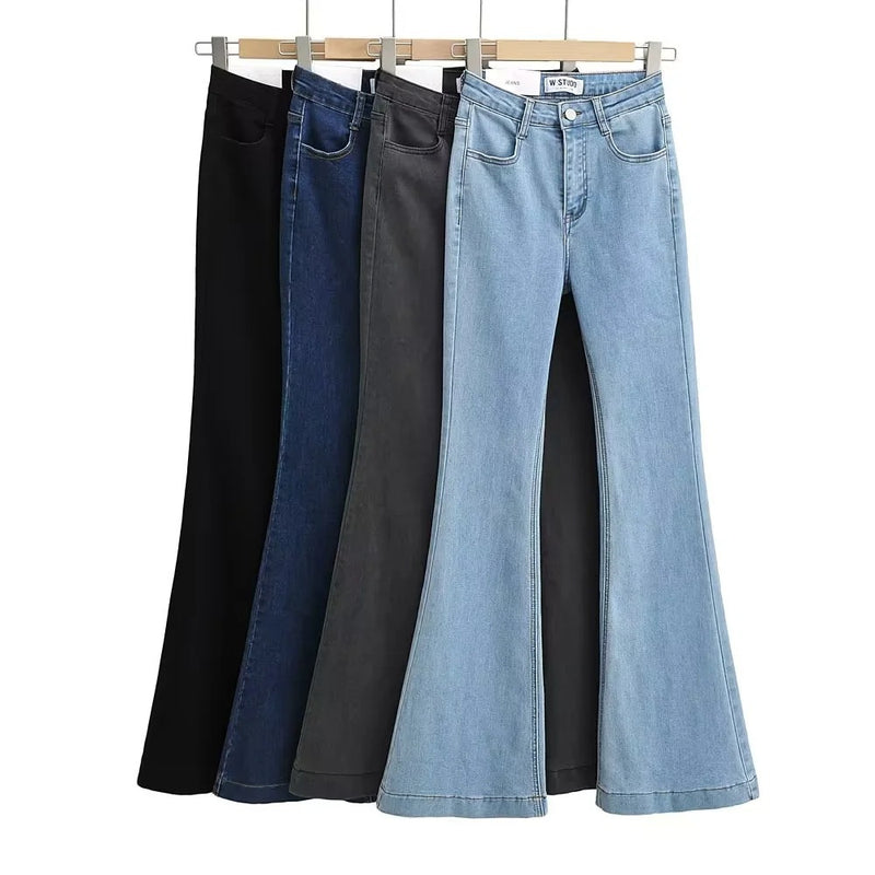Women Jeans Stretch Slim Fit Bell-Bottom Pants