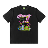 Men T-shirt Retro College Style Heavy Loose