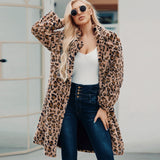 Women Fur Jacket Leopard Fur Fashionable Warm Coat