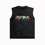 Purple Brand Distressed Tank T Shirts Distressed Sleeveless T-shirt Vest