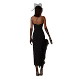 Women Dress Socialite Ostrich Feather Evening Dress
