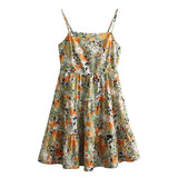 Women Dresses Bowknot Oil Painting Printing Slip Dress