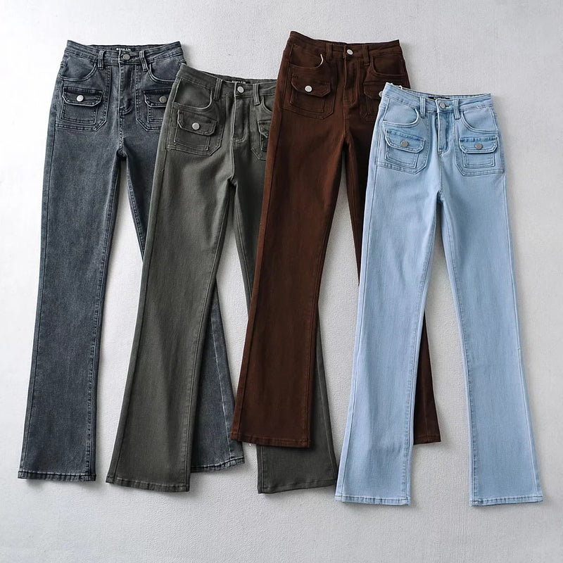 Women Jeans Bell-Bottom Pants Loose