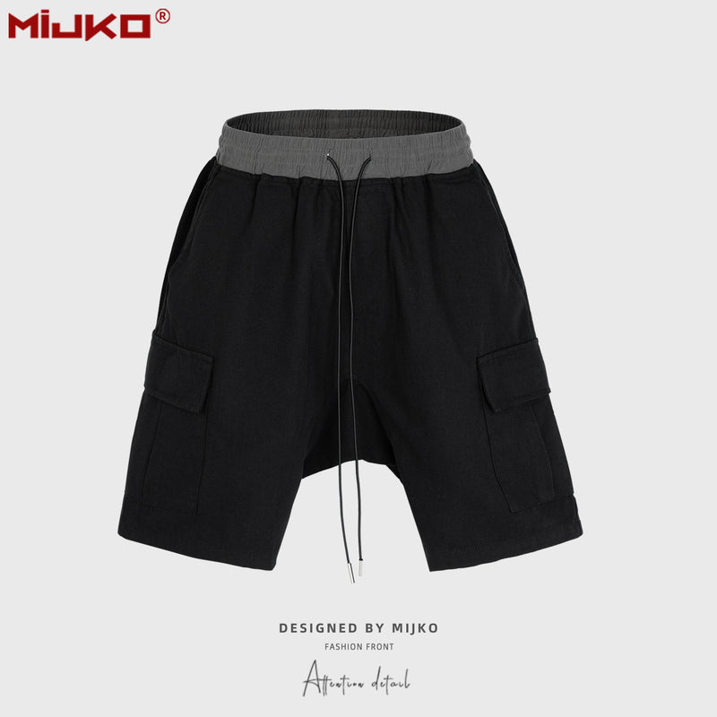 MIJKO Mens Shorts Drawstring Casual Unisex Shorts