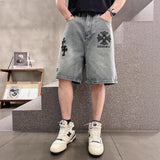 Chrome Heart Shorts Summer Embroidered Denim Shorts