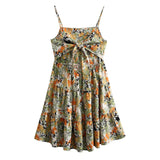 Women Dresses Bowknot Oil Painting Printing Slip Dress