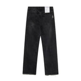 Men Jeans Distressed Zipper Split Casual Loose Raw Hem