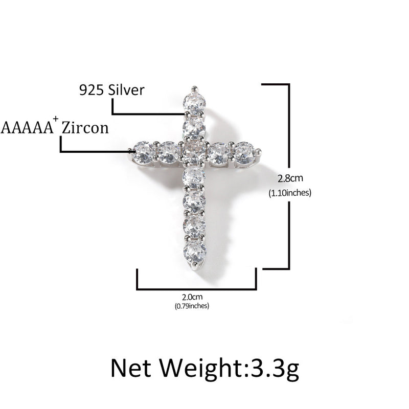 Jewelry Sterling Silver Zircon Full Diamond Cross Necklace Crosses Spectrum Royalty