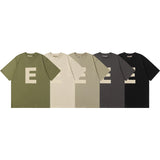 Fog Essentials T Shirts Spring Summer FOG Flocking E Letter Crew Neck Short Sleeves