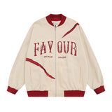 Women Jackets Embroidered Baseball Jacket Vibe Idle Style Vintage Zipper