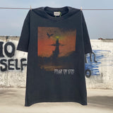 Fog Essentials T Shirts Spring and Summer FOG Joint Series Washing Water Old Crew Neck Pullover Short Sleeve