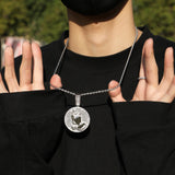 Jewelry Disc Fashion Pendant Necklace Copper with Zircon Praying Hand Jesus Pieces Spectrum